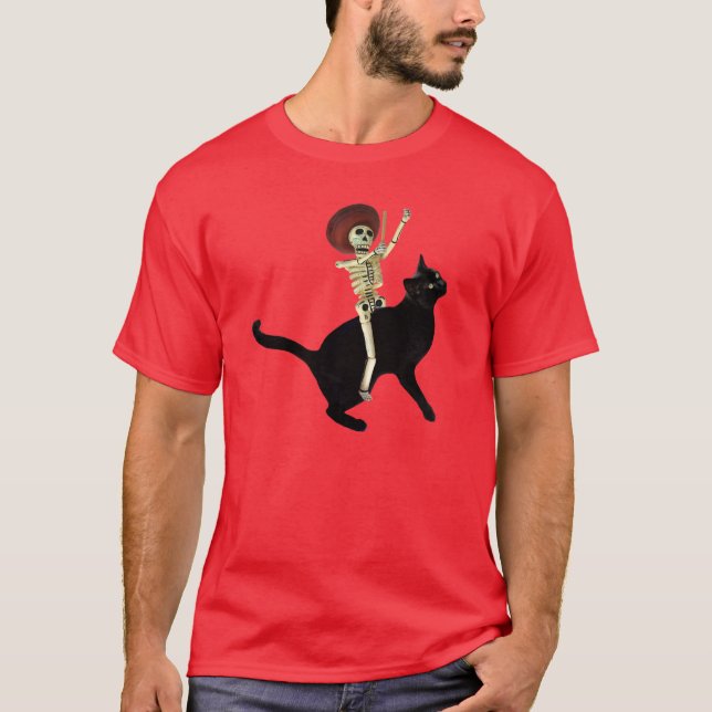 Skeleton på Cat T-Shirt (Framsida)