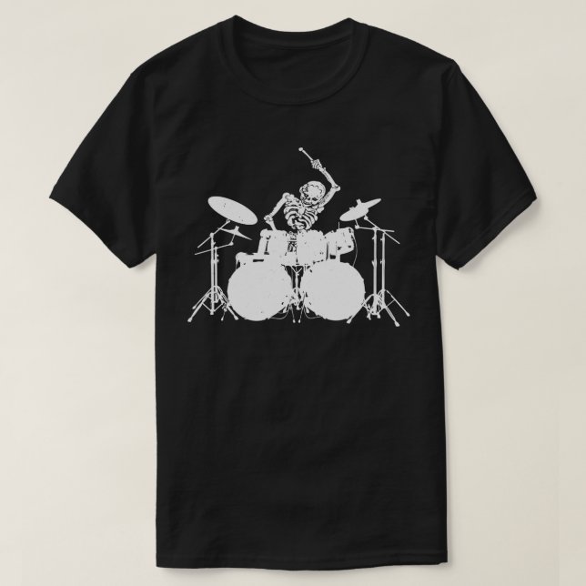 Skeleton på Drums T Shirt (Design framsida)