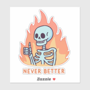 Skeleton på eld, aldrig bättre klistermärken