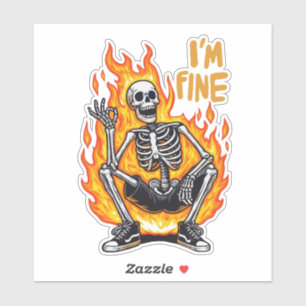 Skeleton på eld, jag är Bra Klistermärken