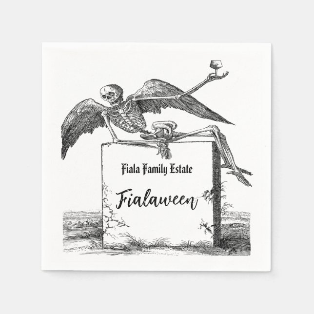 Skeleton på Gravsten Cocktail Pappersservett (Framsidan)