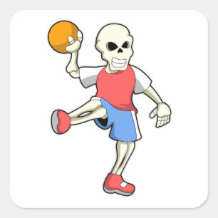 Skeleton på Handball-spelare med handboll Fyrkantigt Klistermärke