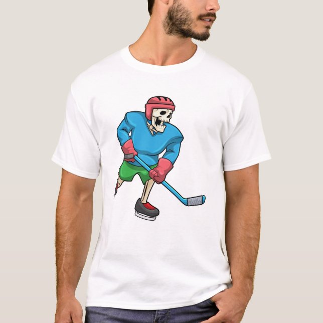 Skeleton på ishockey med ishockeyklubb t shirt (Framsida)