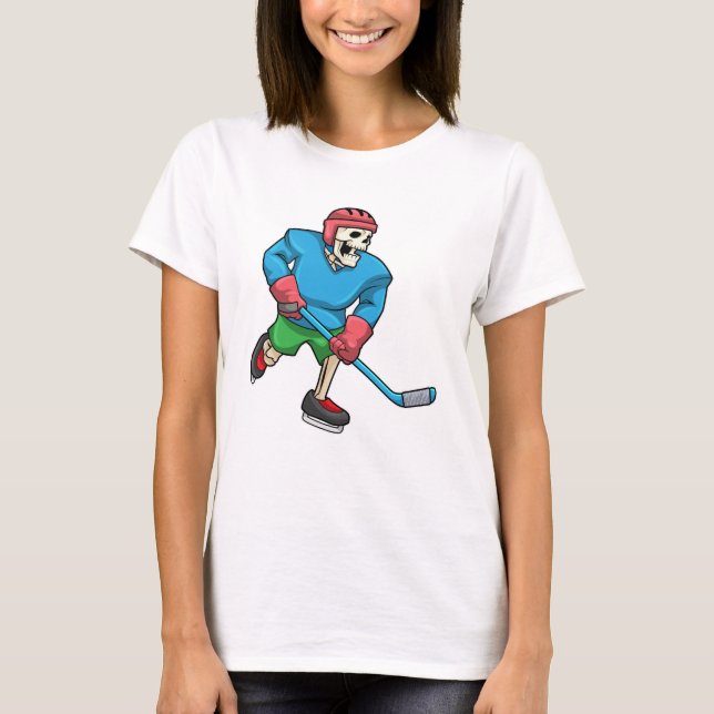 Skeleton på ishockey med ishockeyklubb t shirt (Framsida)