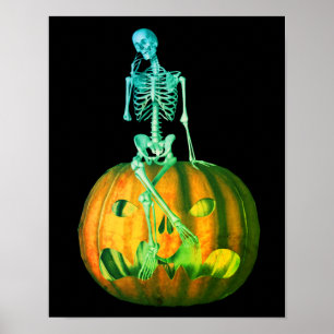 Skeleton på Jack o lantern Pumpkin Poster