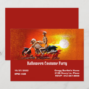 Skeleton på motorcykel Halloween-inbjudan Inbjudningar