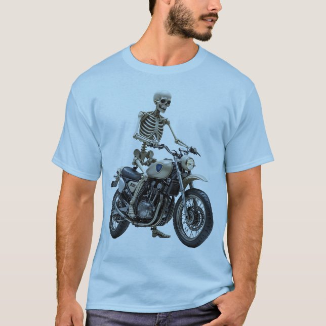 Skeleton på motorcykel Manar Basic T-Shirt (Framsida)