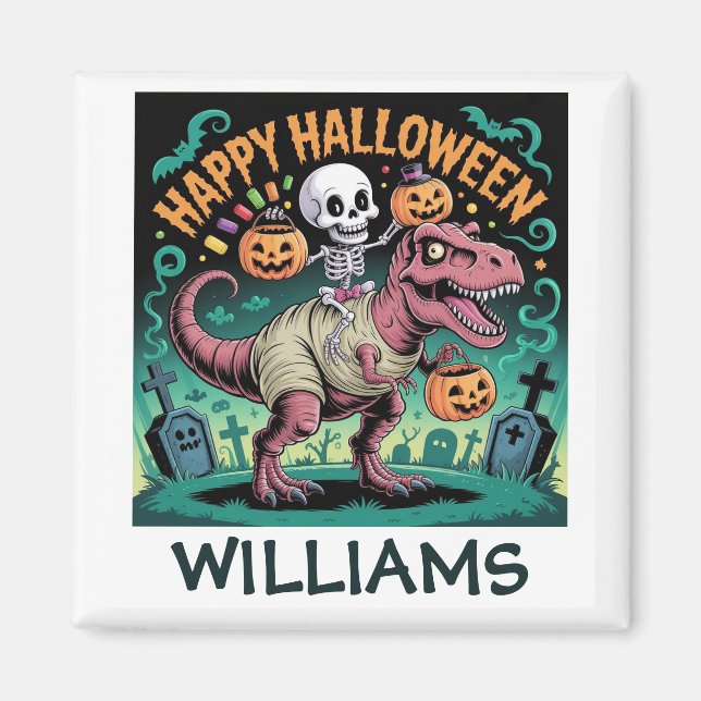 Skeleton på Mummy T-Rex - Spooky Dino Rider Magnet (Framsidan)