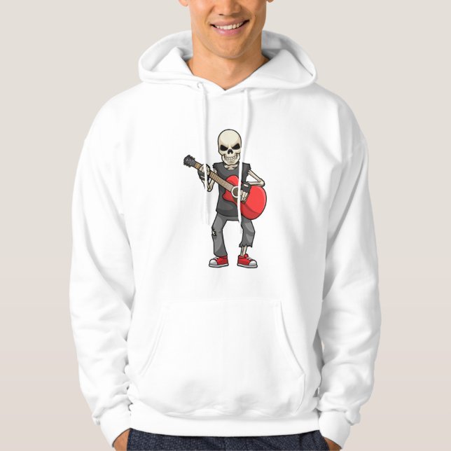 Skeleton på Music med Guitar Hoodie (Framsida)