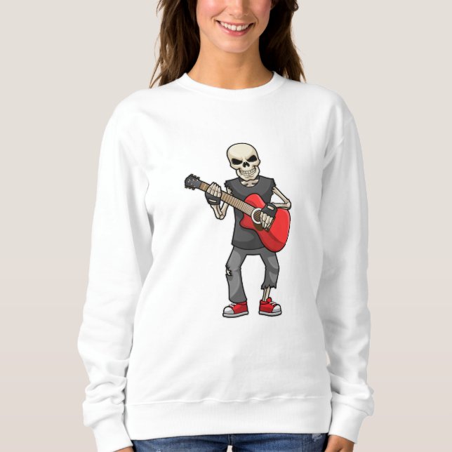 Skeleton på Music med Guitar T Shirt (Framsida)