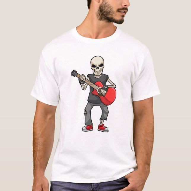 Skeleton på Music med Guitar T Shirt (Framsida)