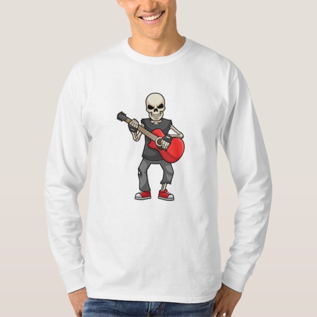 Skeleton på Music med Guitar T Shirt (Framsida)