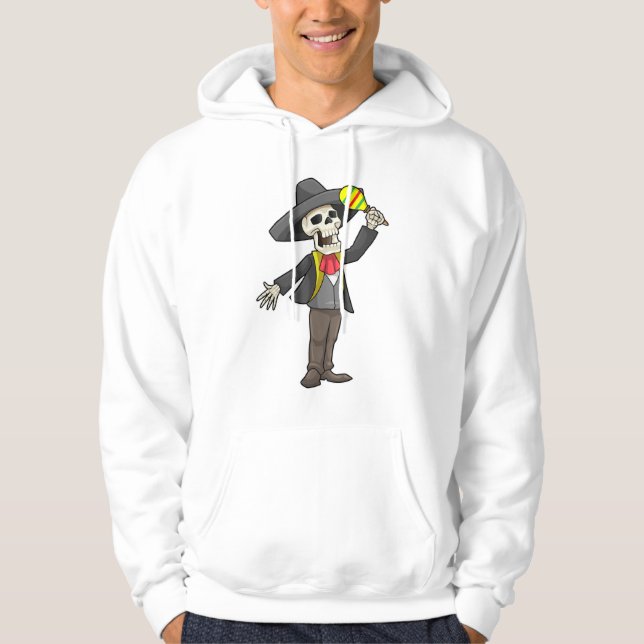 Skeleton på Music med Maracas Hoodie (Framsida)