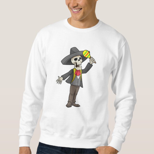Skeleton på Music med Maracas Lång Ärmad Tröja (Framsida)
