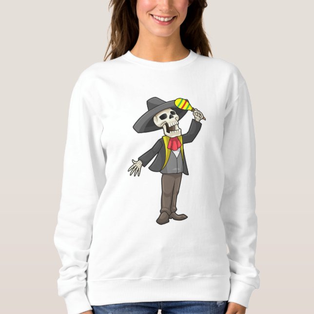 Skeleton på Music med Maracas T Shirt (Framsida)