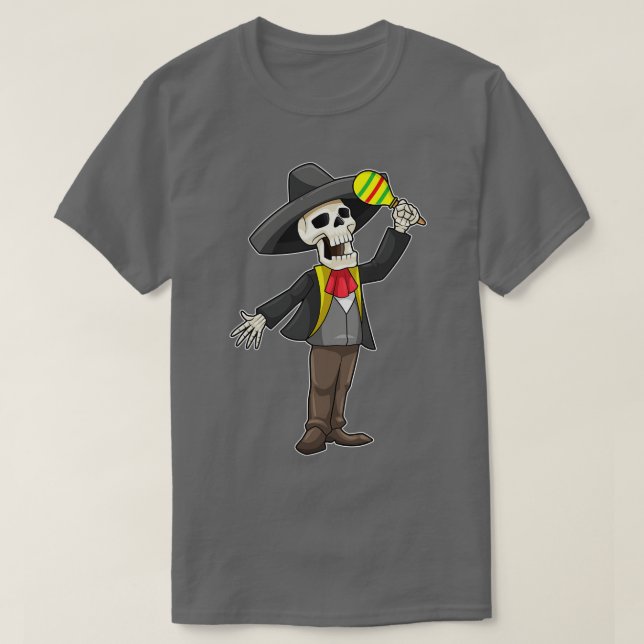 Skeleton på Music med Maracas T Shirt (Design framsida)