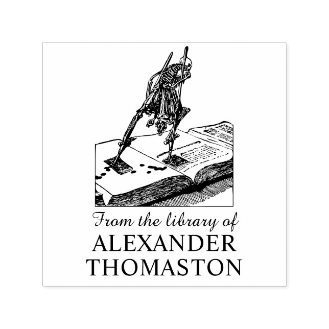 Skeleton på Stilts Walking på Bok Bibliotek Namn Självfärgande Stämpel (Design)