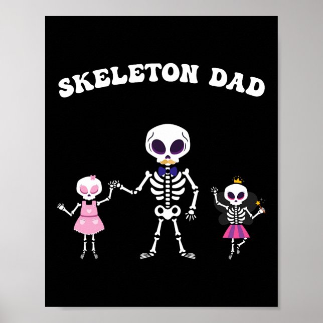 Skeleton Pappa Halloween Costume Funny Skull Poster (Framsidan)