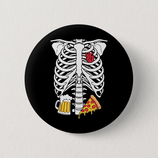 Skeleton Pappa Halloween Gravid Par Costumes Knapp (Framsida)