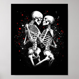 Skeleton par för Halloween Alla hjärtans dag Poster