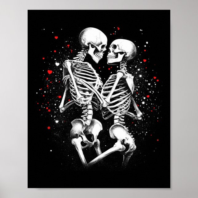Skeleton par för Halloween Alla hjärtans dag Poster (Framsidan)