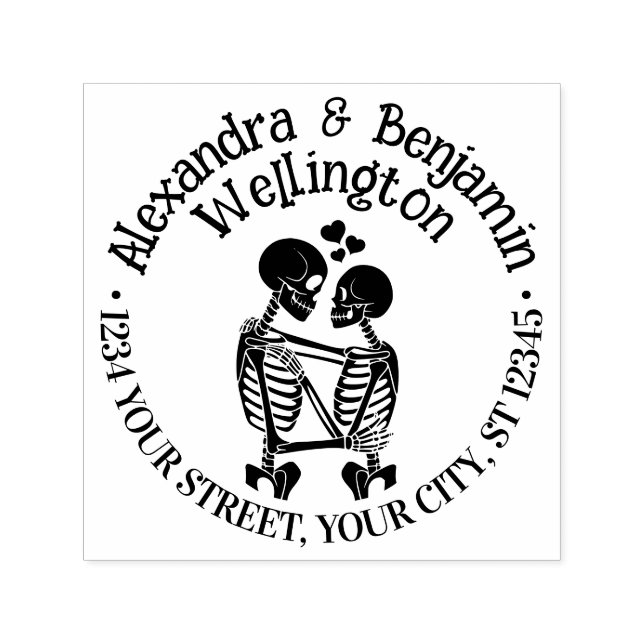 Skeleton par med Returadressen Namn Självfärgande Stämpel (Design)