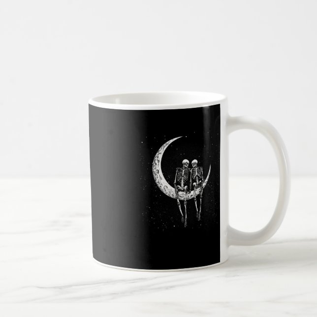 Skeleton par på Måne Roligt Halloween Costume Mana Kaffemugg (Höger)