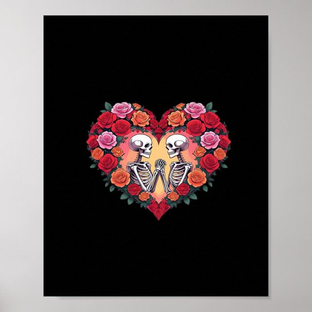 Skeleton par som håller Händer inuti ett hjärta av Poster (Framsidan)