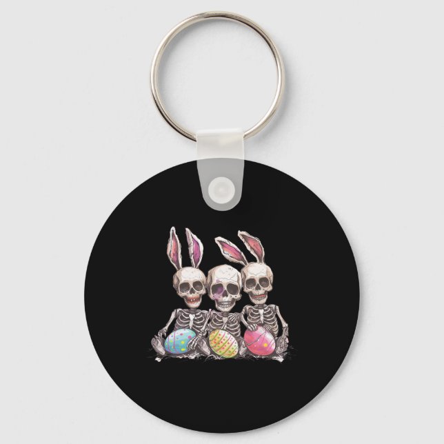 Skeleton Påsk Skeleton Bunny Öron Egg Nyckelring (Framsida)