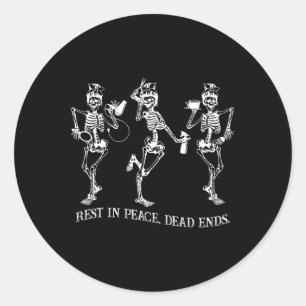 Skeleton Peace Dead slutar Hairstylist Halloween Runt Klistermärke