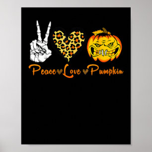 Skeleton Peace Leopard Kärlek Scary Pumpkin Hallow Poster