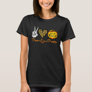 Skeleton Peace Leopard Kärlek Scary Pumpkin Hallow T Shirt
