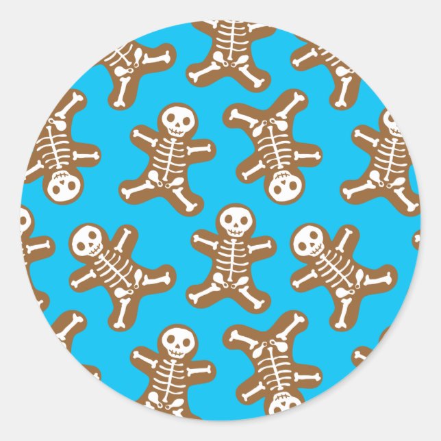 Skeleton Pepparkaksgubbar Runt Klistermärke (Framsida)