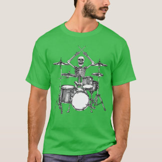 Skeleton Percussionist Drummer Halloween Rock Roll T Shirt