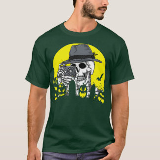 Skeleton Photographer Halloween Costume Camera Moo T Shirt