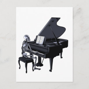 Skeleton Piano Player Vykort