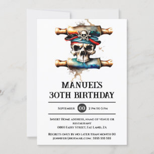 Skeleton pirat 3D-ahoy matey temaparty Inbjudningar