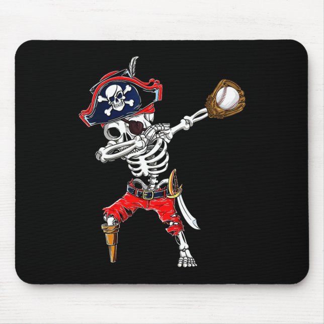 Skeleton Pirat&amp; Baseball Boll Halloween-kostna Musmatta (Framsidan)
