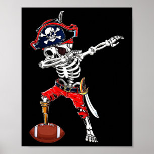 Skeleton Pirat& Football Boll Halloween Cost Poster