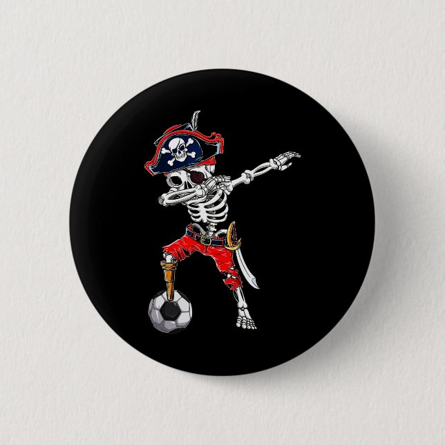 Skeleton Pirat &amp; Fotboll Halloween Costum Knapp (Framsida)