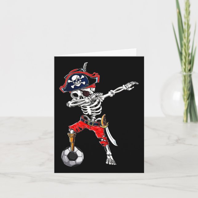 Skeleton Pirat &amp; Fotboll Halloween Costum Kort (Framsida)