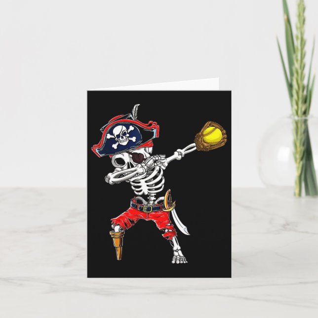 Skeleton Pirat&amp; Softball Boll Halloween-kostna Kort (Framsida)