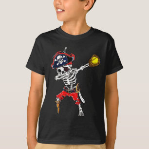 Skeleton Pirat& Softball Boll Halloween-kostna T Shirt