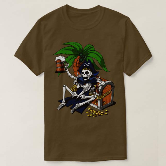 Skeleton Pirat Beer Party T Shirt (Design framsida)