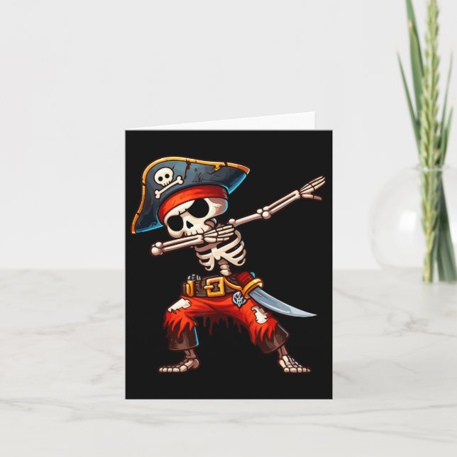 Skeleton Pirat Halloween Kids Pirat Kort (Framsida)