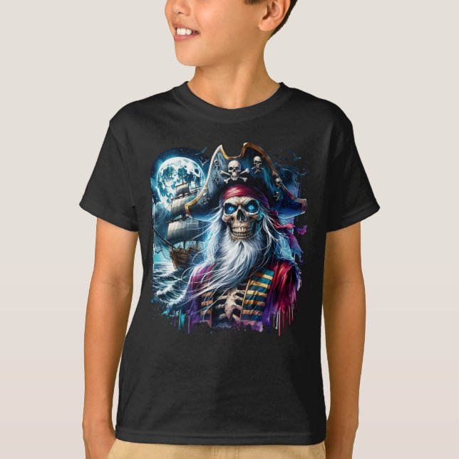 Skeleton Pirat kapten T Shirt (Framsida)