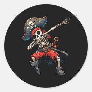 Skeleton Pirat Kids Runt Klistermärke