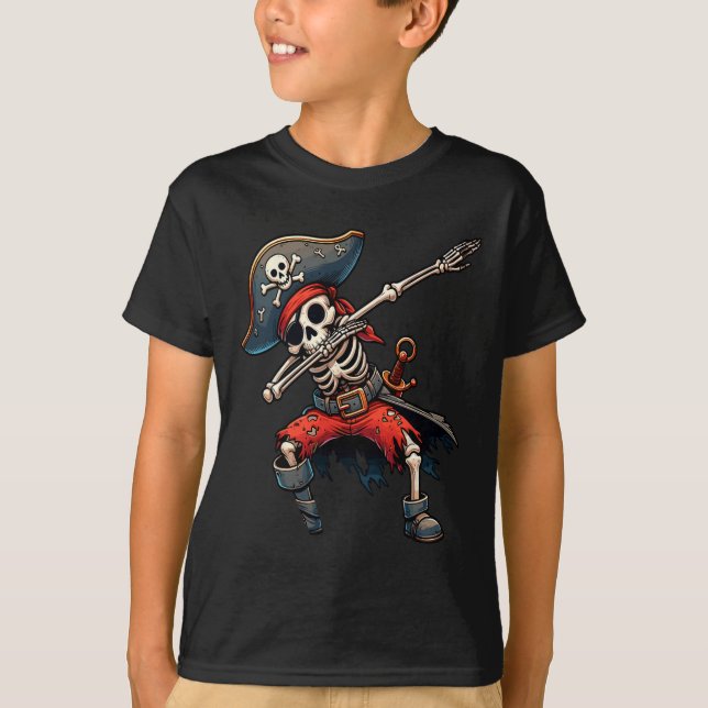 Skeleton Pirat Kids T Shirt (Framsida)