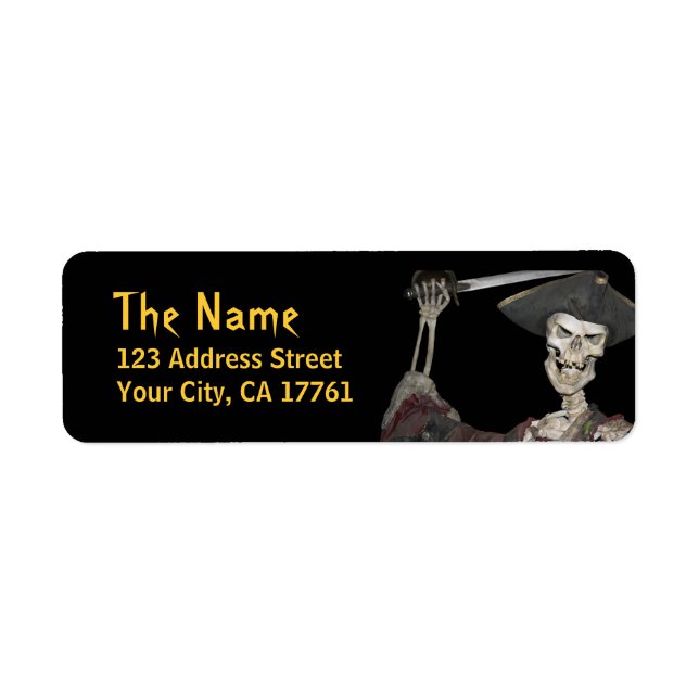 Skeleton Pirat Returetiketter Returadress Etikett (Framsidan)