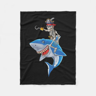 Skeleton Pirat Riding Shark Cute Boys Halloween Fleecefilt